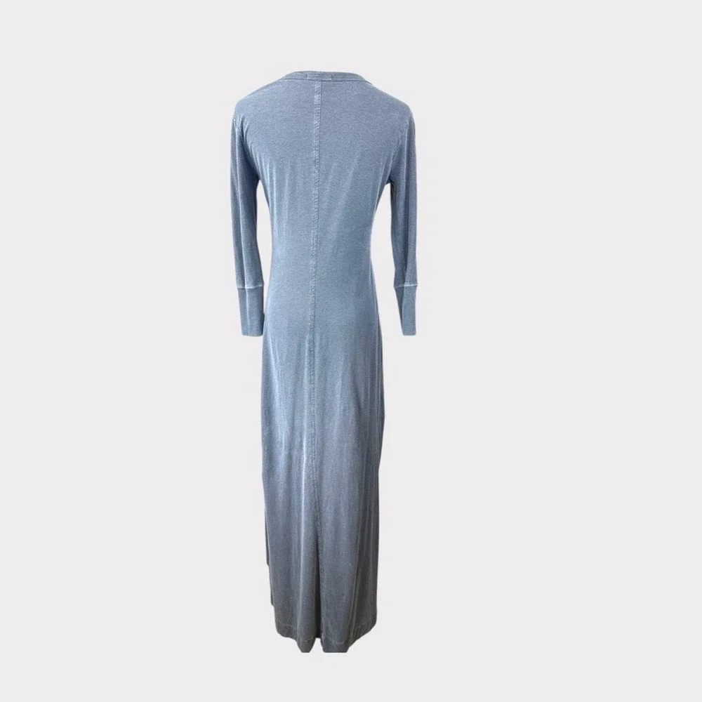 James Perse size 2 = Small the Rib arsenic Long Sleeve scoop neck maxi Dress - Picture 6 of 8